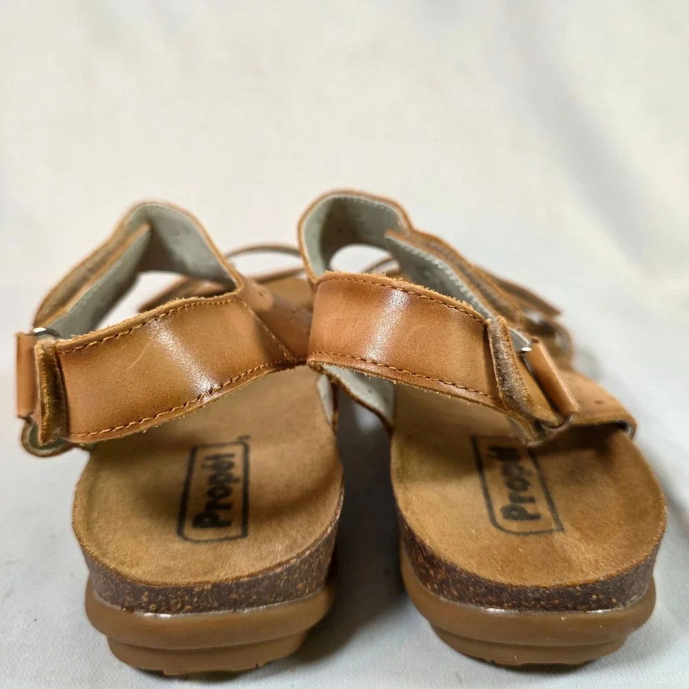 Propet Farrah Sandals Womens‎ 11 4E Extra Wide Tan Leather Adjustable Strap